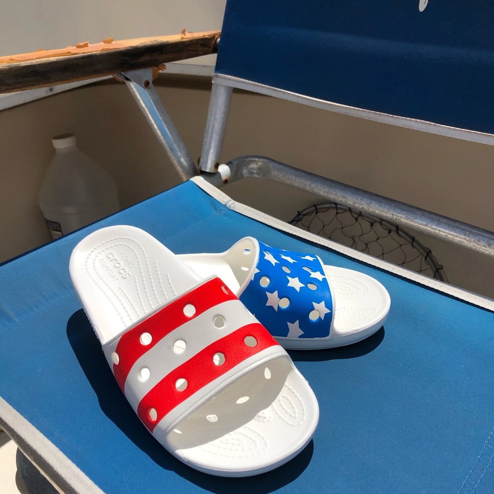 Crocs Slides Size 7 American Flag